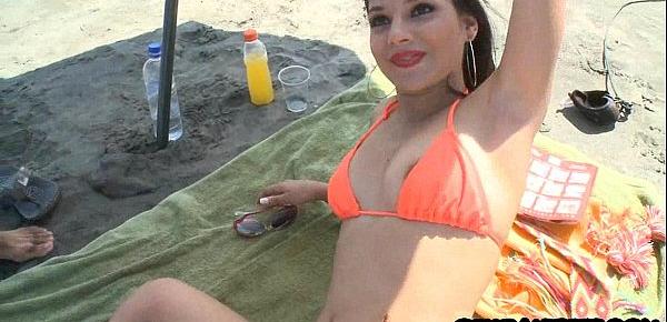  Tiny latina teen babe gets fucked on beach 01